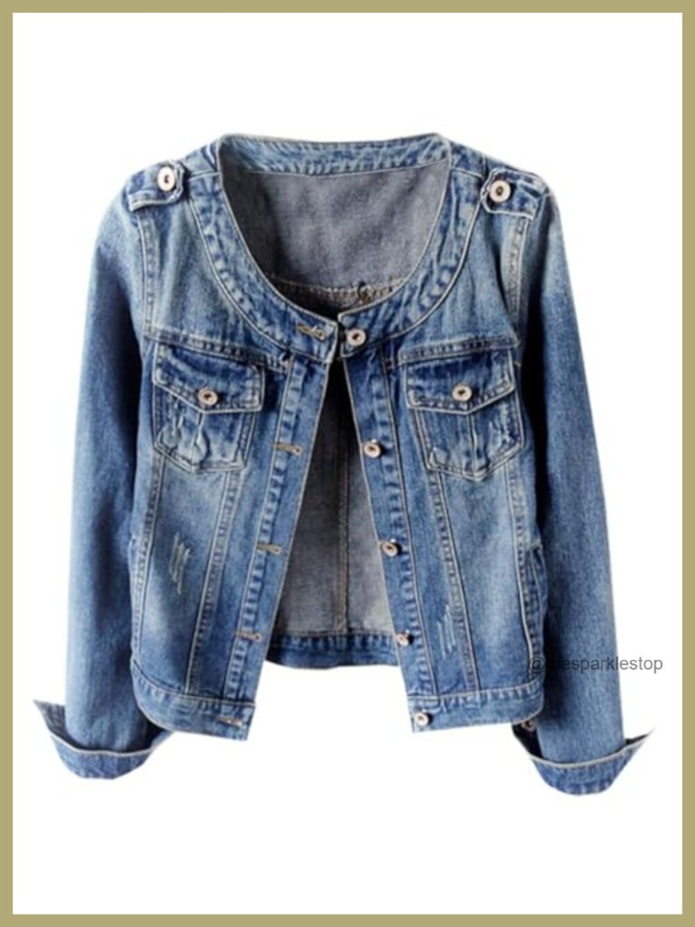 Collarless Long Sleeve Denim Jacket Women Trendy Western Casual Concert